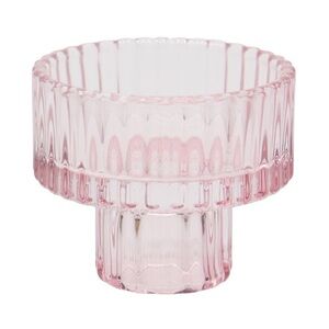 Pink Glass Candle Holders Set of 12